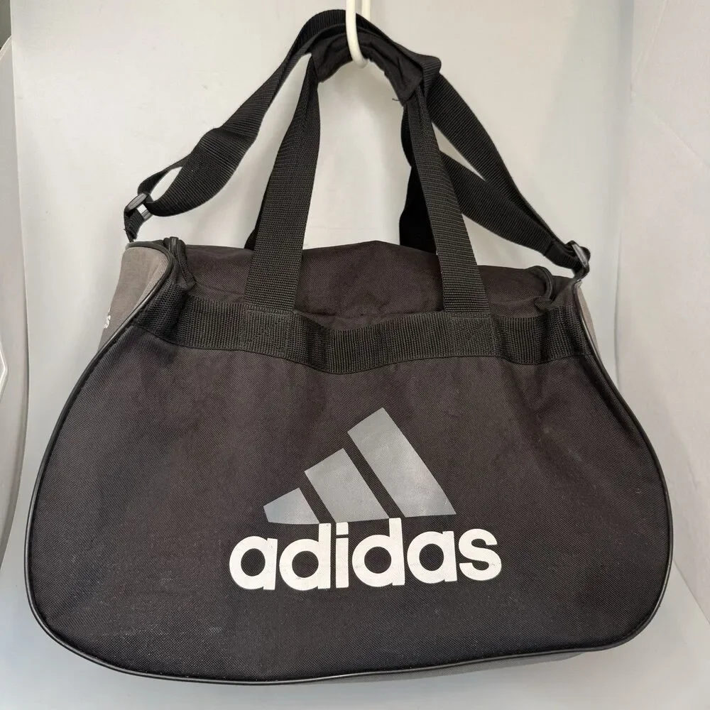 adidas Diablo Small 16x10x10 Duffel Gym Bag 20L Black Gray Zip Travel Strap EUC